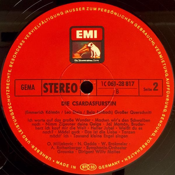 His Master's Voice 1C 061-28 817 - Emmerich Kálmán, Anneliese Ro - Image 4
