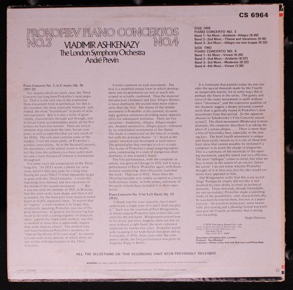 London Records CS6964 - Sergei Prokofiev, Vladimir Ashkenazy, Lo - Image 2