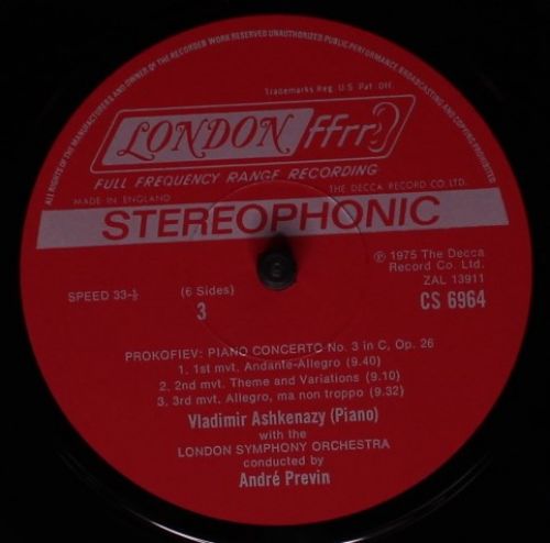 London Records CS6964 - Sergei Prokofiev, Vladimir Ashkenazy, Lo - Image 3