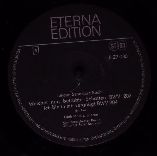 Eterna 8 27 030 - Johann Sebastian Bach, Edith Mathis, Kammerorc - Image 3