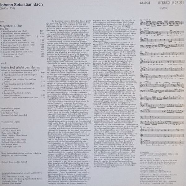 Eterna 8 27 331 - Johann Sebastian Bach, Mitsuko Shirai, Doris S - Image 2