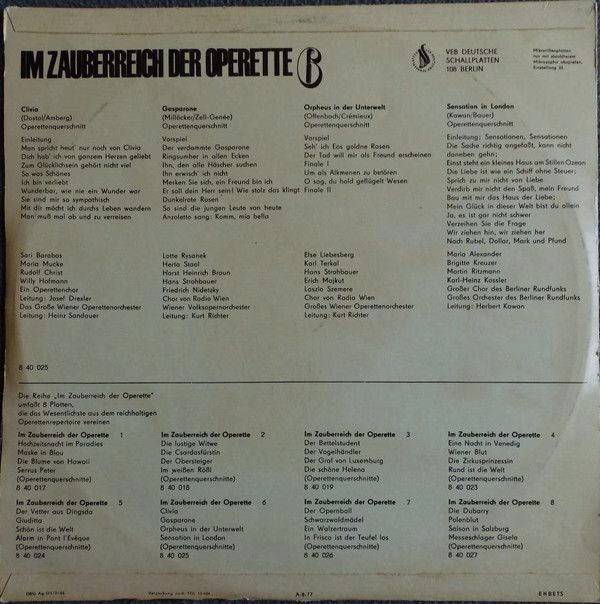Amiga 8 40 025 - Jacques Offenbach, Carl Millöcker, Nico Dostal, - Image 3