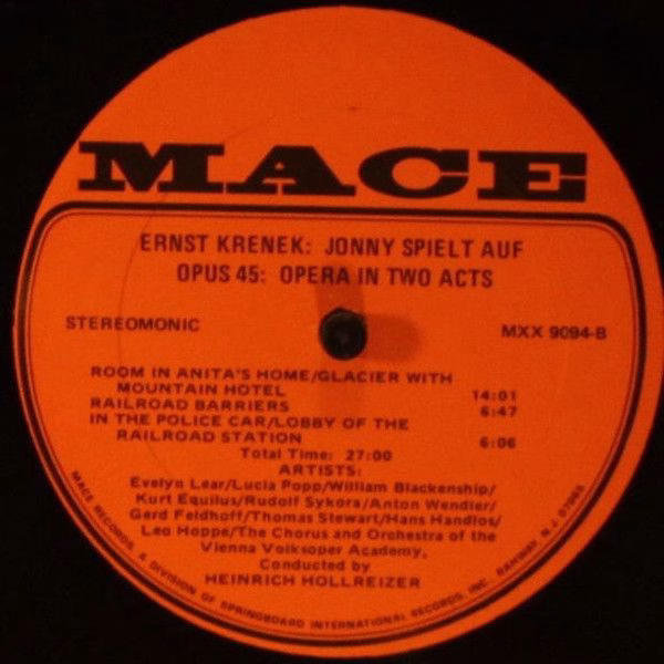 Mace Records MXX 9094 - Ernst Krenek, Evelyn Lear, Lucia Popp, W - Image 3