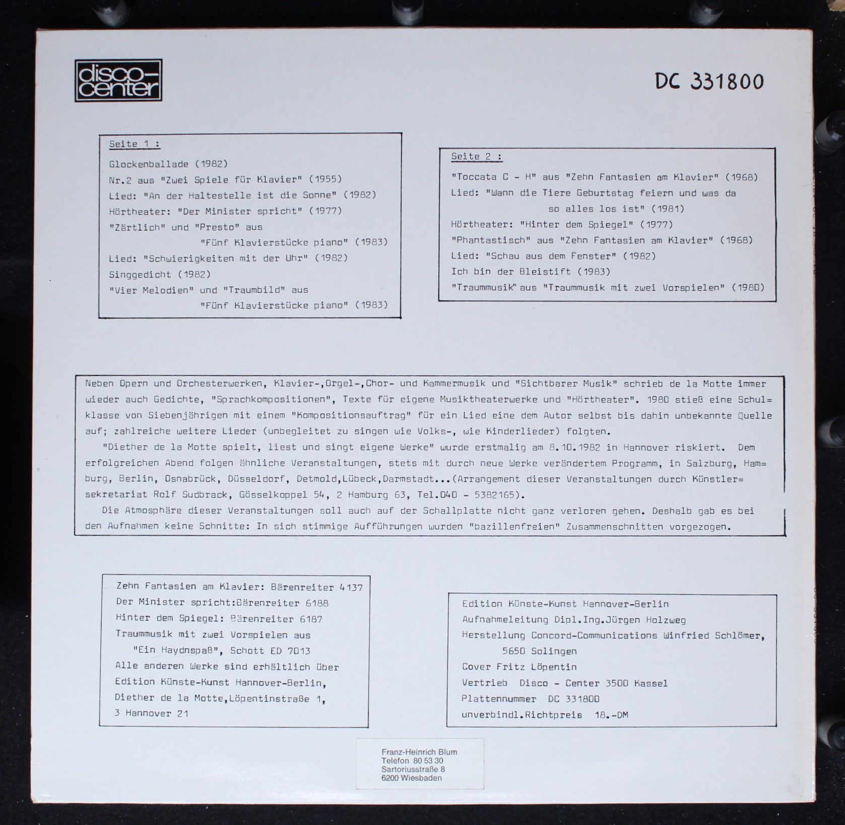 Disco-Center DC 331800 - Diether De La Motte - Diether De La Mot - Image 2