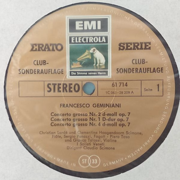 His Master's Voice 61 714 - Francesco Geminiani, I Solisti Venet - Image 3