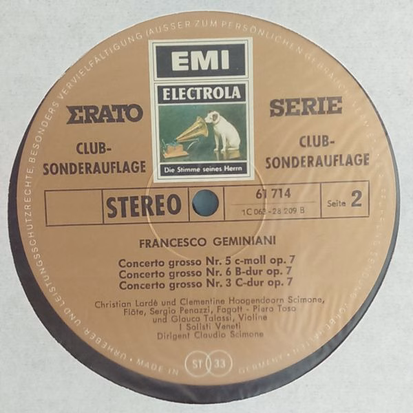 His Master's Voice 61 714 - Francesco Geminiani, I Solisti Venet - Image 4