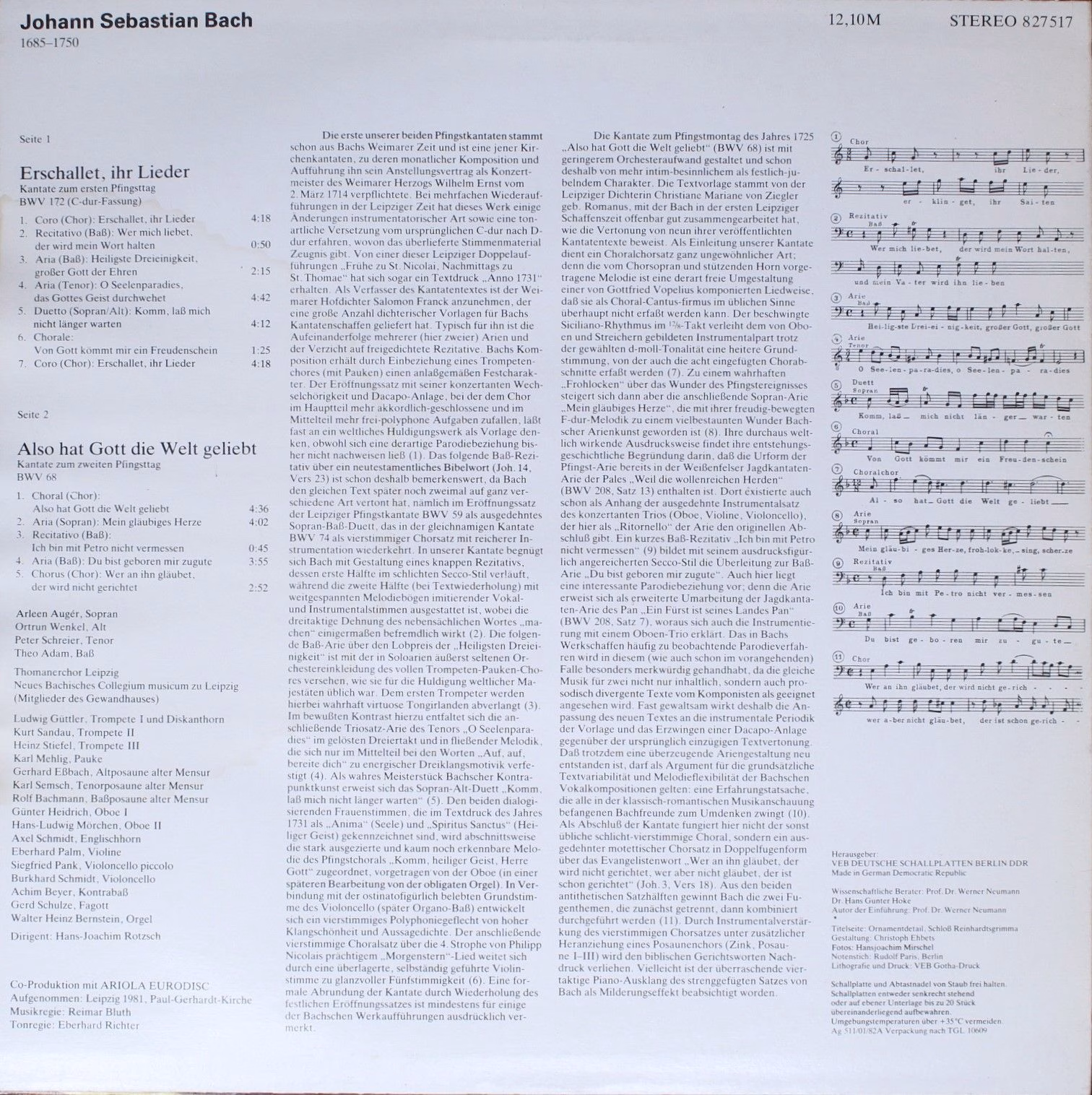 Eterna 8 27 517 - Johann Sebastian Bach - Erschallet, Ihr Lieder - Image 2