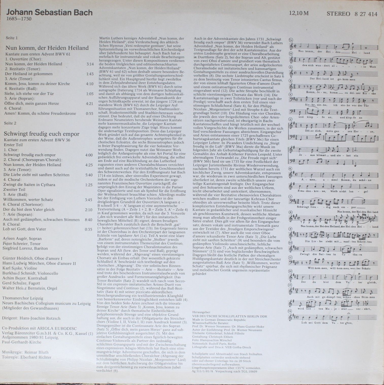 Eterna 8 27 414 - Johann Sebastian Bach - Kantaten (Nun Komm, De - Image 2