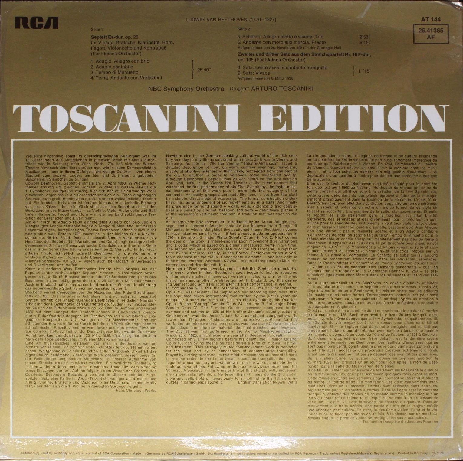 RCA Victrola AT 144 - Ludwig van Beethoven, Arturo Toscanini, NB - Image 2