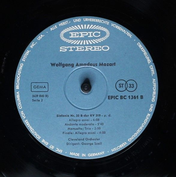 Epic BC 1361 - George Szell, Wolfgang Amadeus Mozart, The Clevel - Image 2