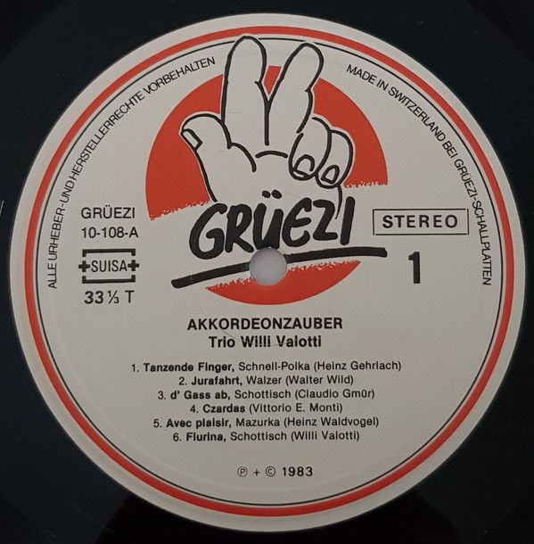 Grüezi LP 10-108 - Trio Willi Valotti - Akkordeon Zauber - Image 3