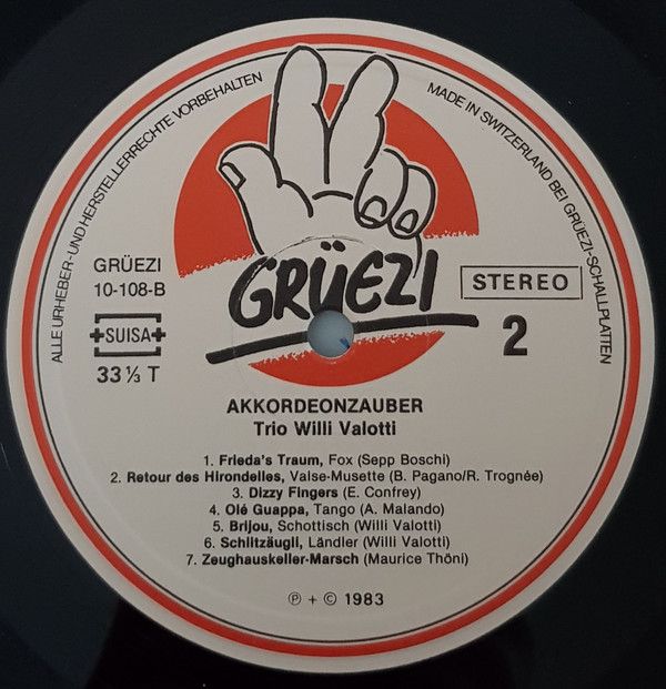 Grüezi LP 10-108 - Trio Willi Valotti - Akkordeon Zauber - Image 4