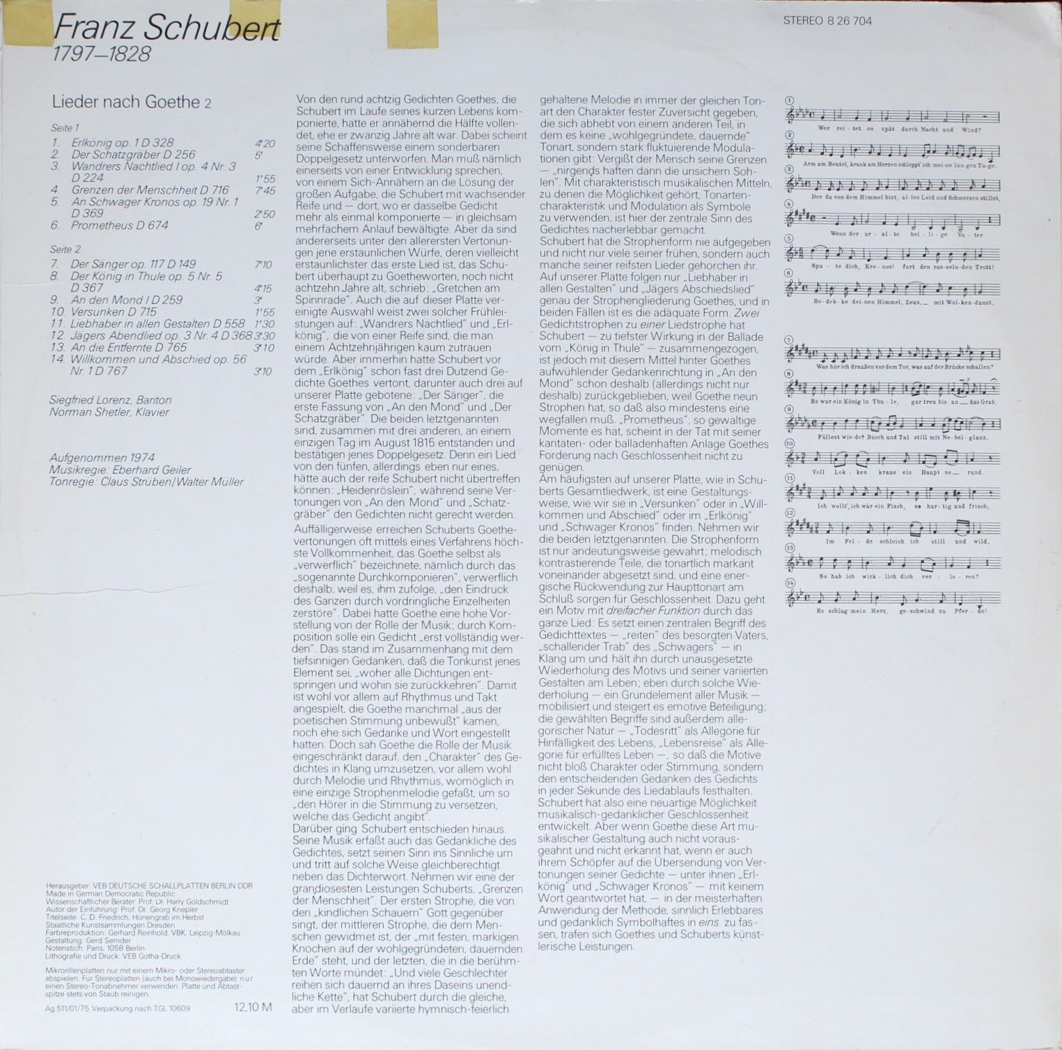 ETERNA Edition 8 26 704 - Franz Schubert, Siegfried Lorenz, Norm - Image 2