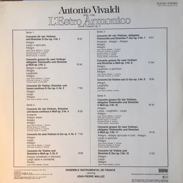Aristocrate (2) 75 27 001 - Antonio Vivaldi, Jean-Pierre Wallez, - Image 2