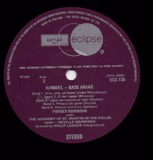 Argo ECS 738 - Georg Friedrich Händel, Forbes Robinson, The Acad - Image 4