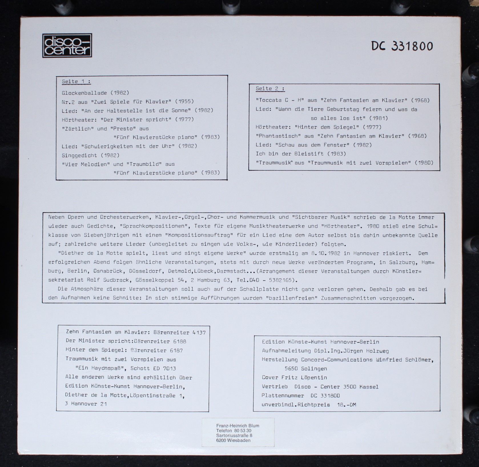 Disco-Center DC 331800 - Diether De La Motte - Diether De La Mot - Image 2