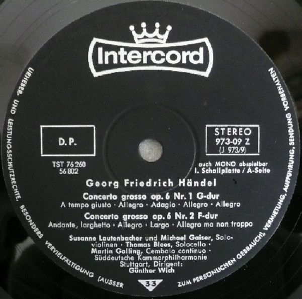 Intercord 973-09 Z - Georg Friedrich Händel, Süddeutsche Kammer- - Image 2