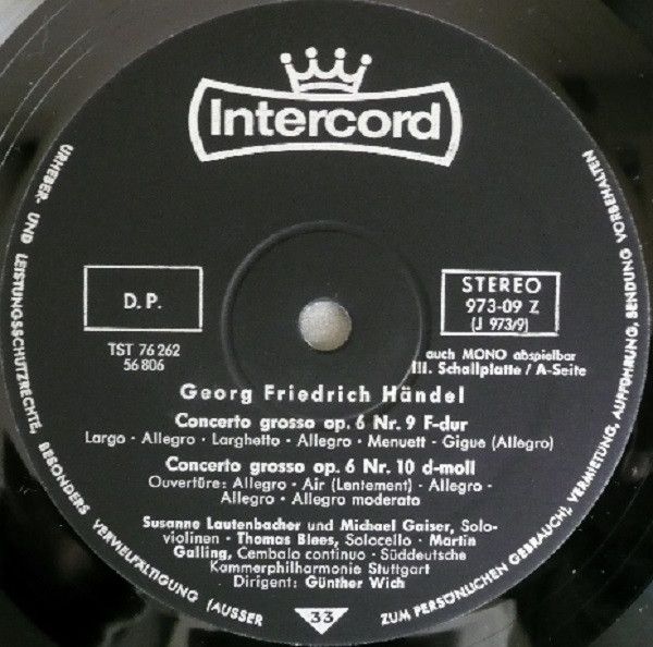 Intercord 973-09 Z - Georg Friedrich Händel, Süddeutsche Kammer- - Image 6