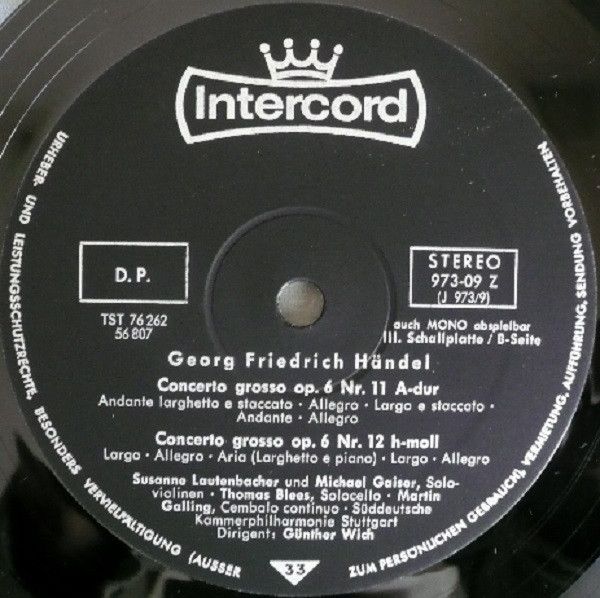 Intercord 973-09 Z - Georg Friedrich Händel, Süddeutsche Kammer- - Image 7