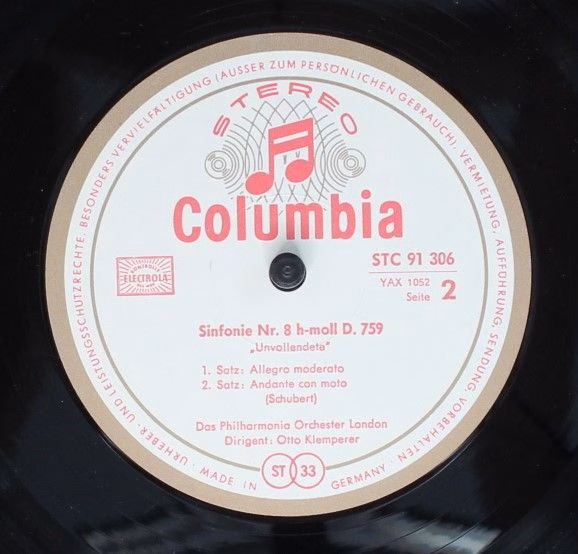 Columbia STC 91 306 - Franz Schubert, Otto Klemperer, Philharmon - Image 4