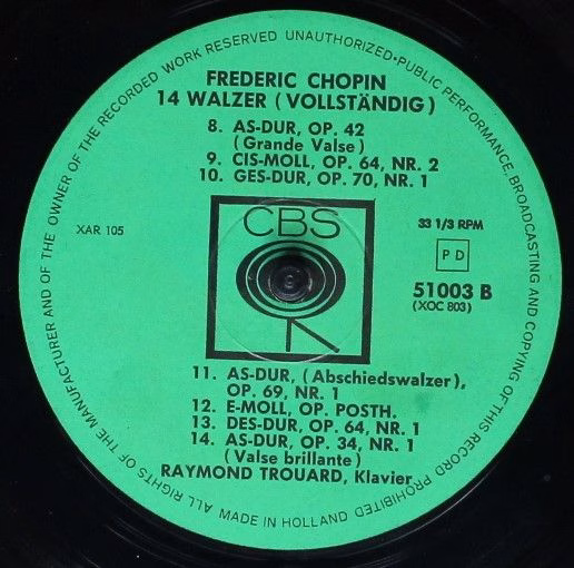 CBS 51003 - Frédéric Chopin, Raymond Trouard - 14 Walzer (Vollst - Image 4