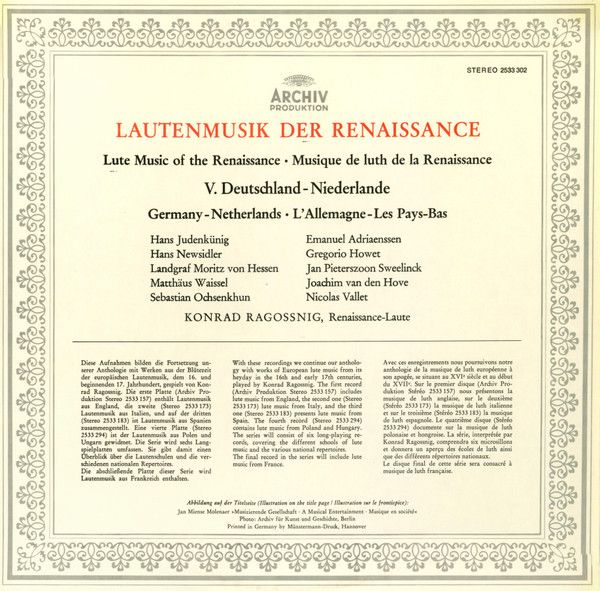 Archiv Produktion 2533 302 - Konrad Ragossnig - Musik Für Laute - Image 2