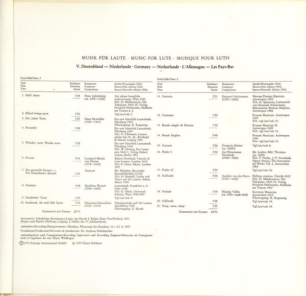 Archiv Produktion 2533 302 - Konrad Ragossnig - Musik Für Laute - Image 3