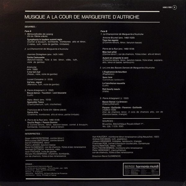 Harmonia Mundi HMU 990 - Clemencic Consort - Musique A La Cour D - Image 2