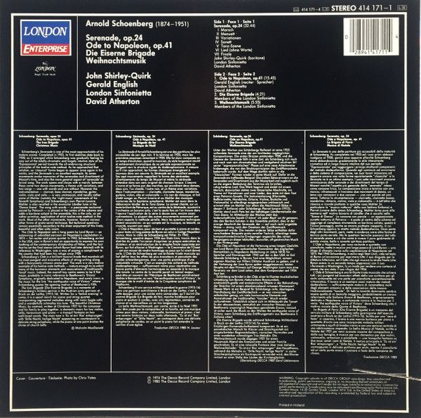 London Enterprise 414 171-1 LE - Arnold Schoenberg, Gerald Engli - Image 2
