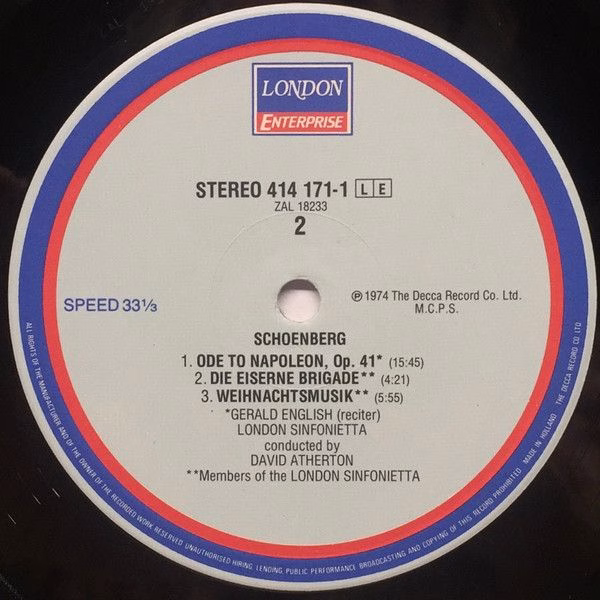 London Enterprise 414 171-1 LE - Arnold Schoenberg, Gerald Engli - Image 4