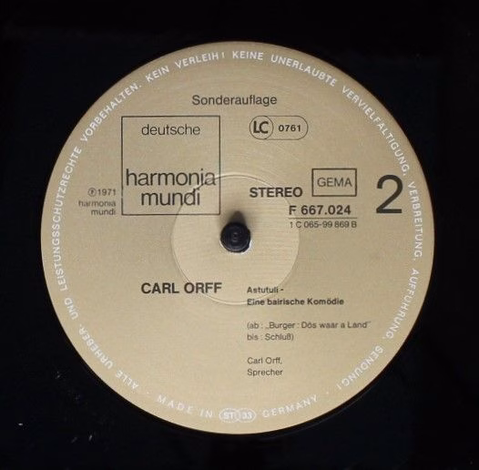 WERGO WER 3007 - Carl Orff - Bairisches Welttheater: Die Bernaue - Image 6