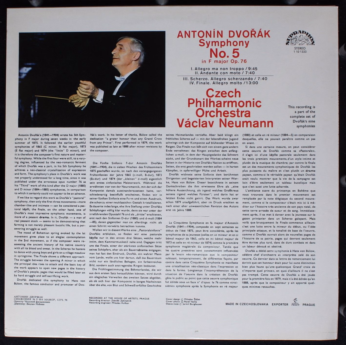 Supraphon 1 10 1333 - Antonín Dvořák, The Czech Philharmonic Orc - Image 2