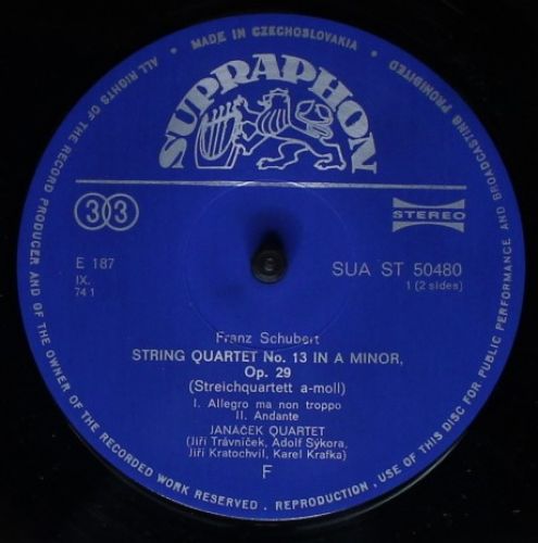 Supraphon SUA ST 50480 - Franz Schubert, Janáček Quartet - Strin - Image 3