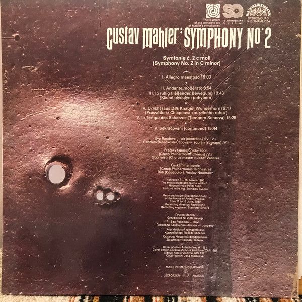 Supraphon 1410 3441-42 - Gustav Mahler, Gabriela Beňačková, Eva - Image 2