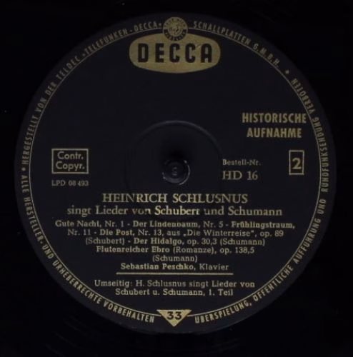 DECCA HD 16 - Heinrich Schlusnus, Sebastian Peschko - Lieder Von - Image 4