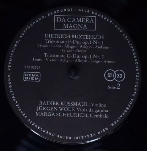 Da Camera Magna SM 92103 - Dieterich Buxtehude, Rainer Kussmaul, - Image 2