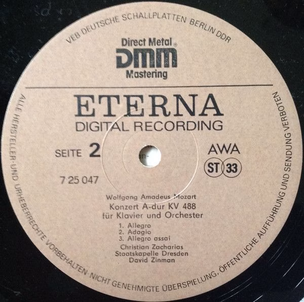 Eterna 725 047 - Wolfgang Amadeus Mozart, Christian Zacharias, S - Image 4