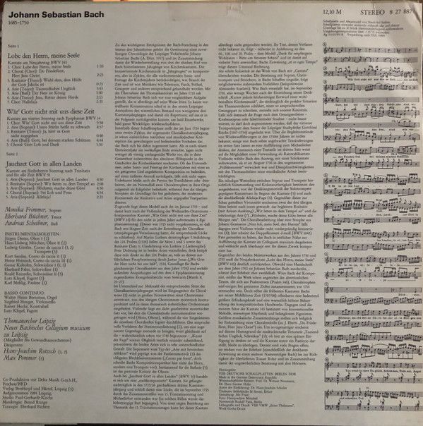 Eterna 8 27 887 - Johann Sebastian Bach, Monika Frimmer, Eberhar - Image 2