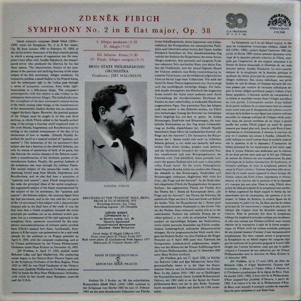 Supraphon 4 10 2165 - Zdeněk Fibich, Brno State Philharmonic Orc - Image 2