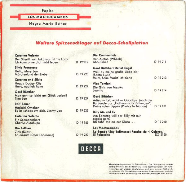 DECCA DL 25 046 - Los Machucambos - Pepito - Image 2
