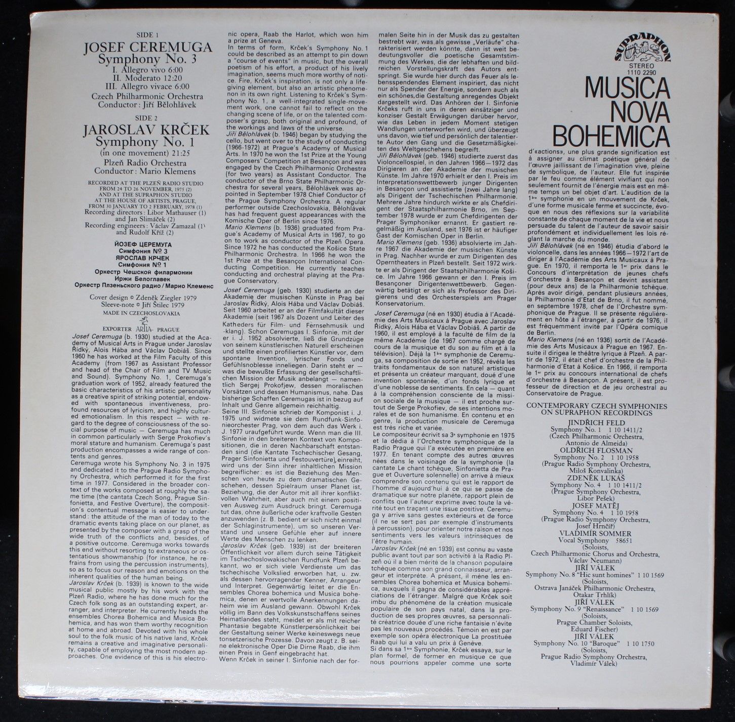 Supraphon 1110 2290 - Josef Ceremuga, The Czech Philharmonic Orc - Image 2