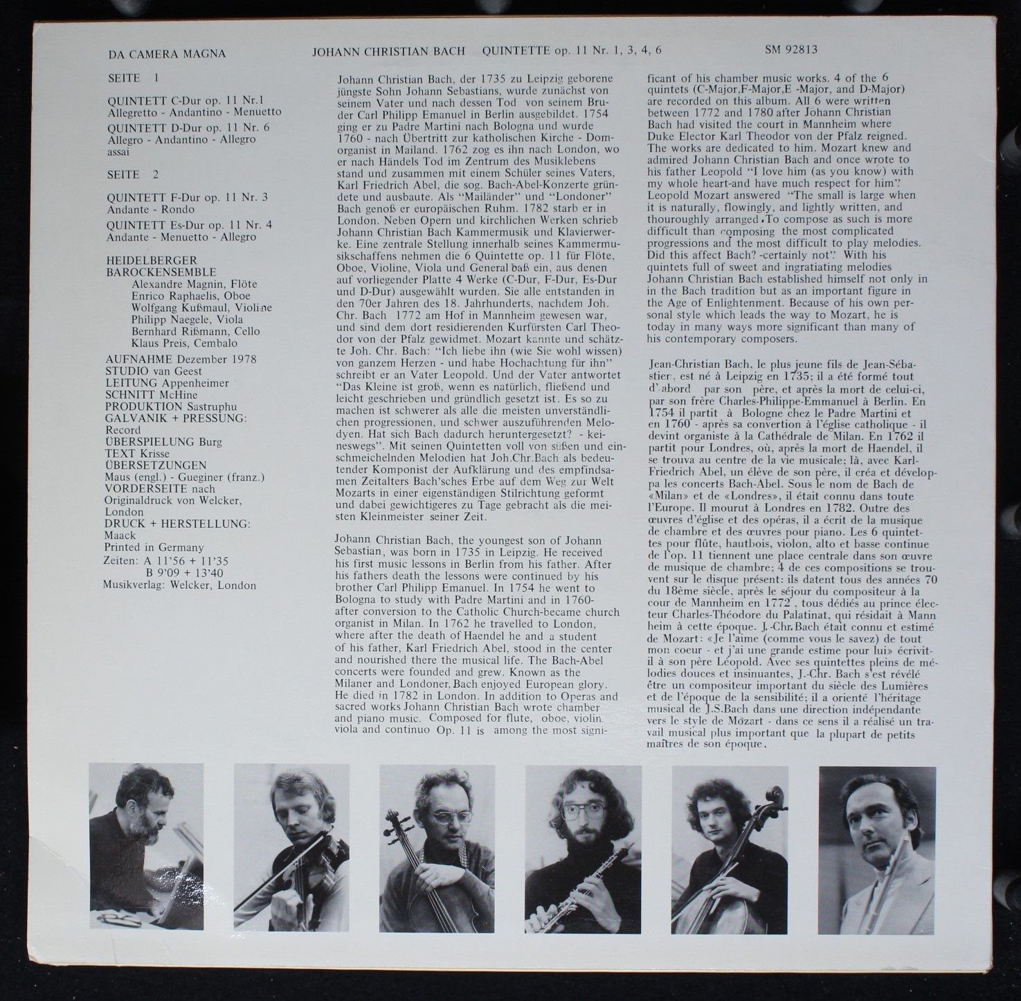 Da Camera Magna SM 92813 - Johann Christian Bach, Heidelberger B - Image 2