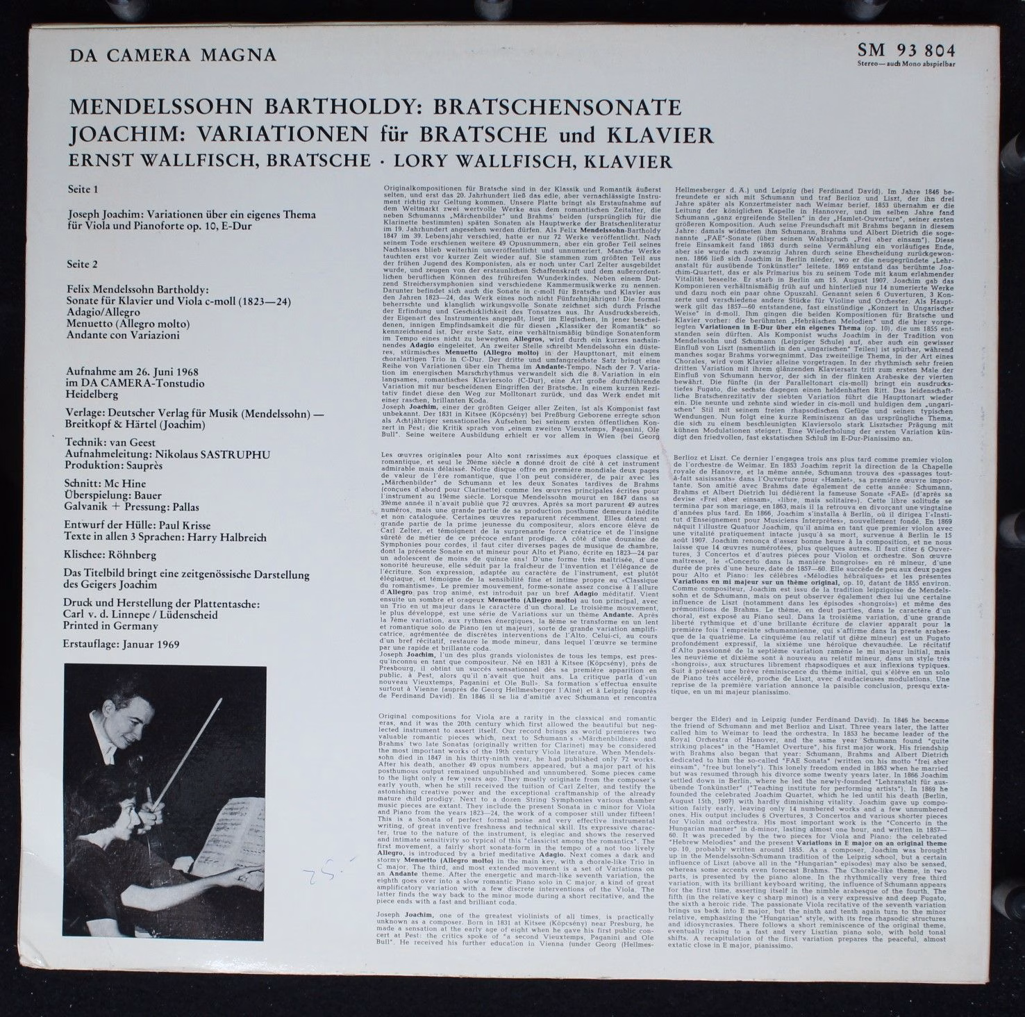 Da Camera Magna SM 93 804 - Joseph Joachim, Felix Mendelssohn-Ba - Image 2