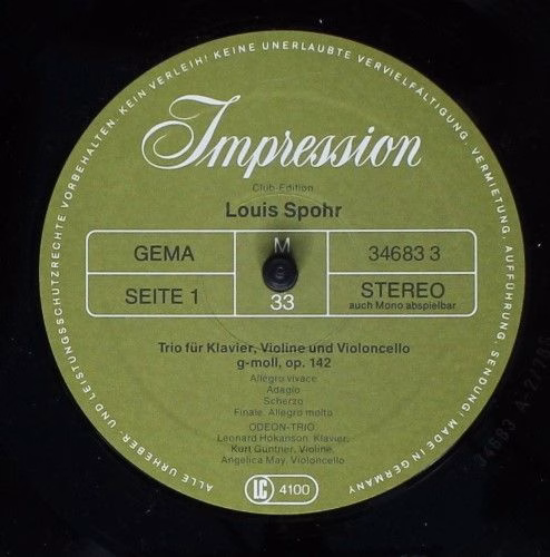 Impression 34683 3 - Odeon Trio, Louis Spohr, Robert Volkmann - - Image 3