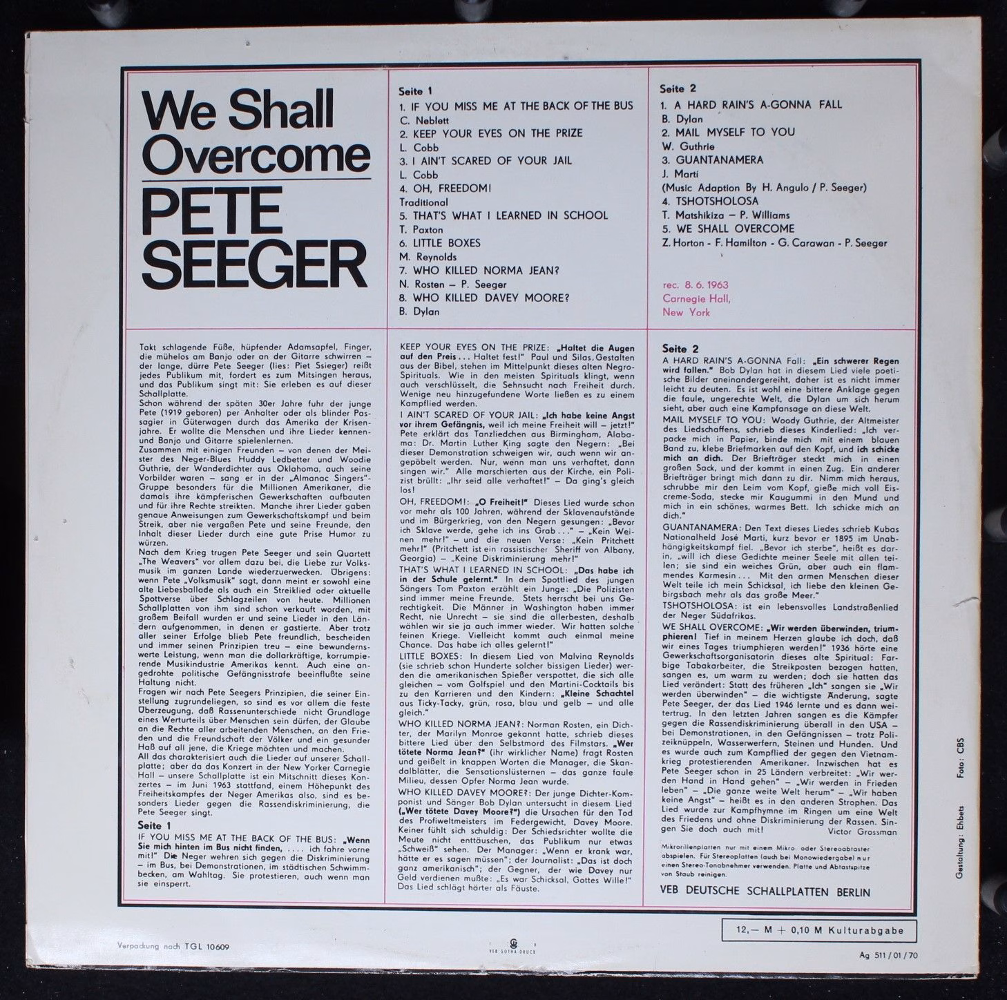 Amiga 8 45 038 - Pete Seeger - We Shall Overcome - Image 2