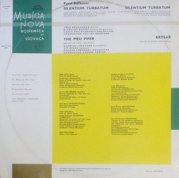 Supraphon DV 6203 - Pavel Bořkovec - Silentium Turbatum / The Pi - Image 3