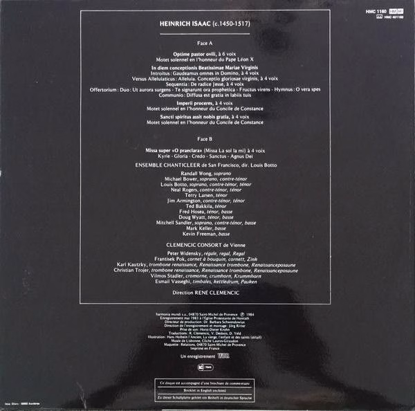 harmonia mundi France HMC 1160 - Heinrich Isaac, Ensemble Chanti - Image 2