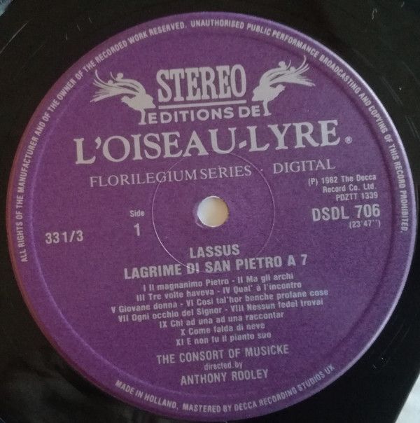 L'Oiseau-Lyre DSDL 706 - Roland de Lassus, The Consort Of Musick - Image 4