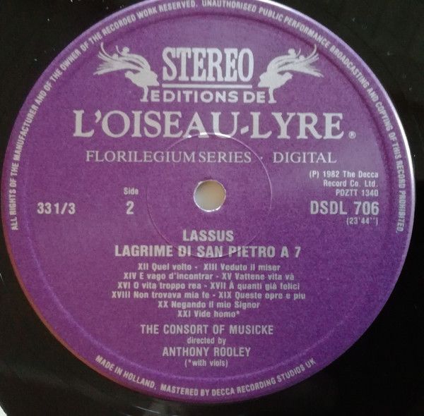 L'Oiseau-Lyre DSDL 706 - Roland de Lassus, The Consort Of Musick - Image 5