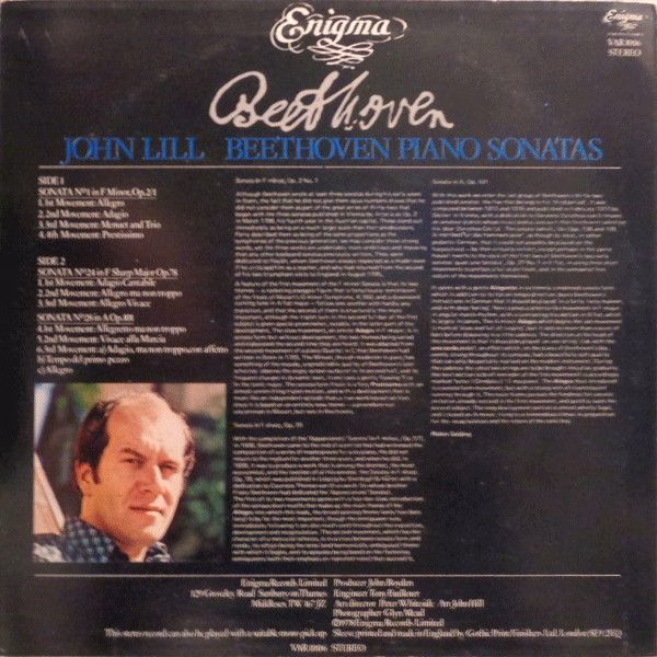Enigma Records (8) VAR 1006 - Ludwig Van Beethoven, John Lill - - Image 2
